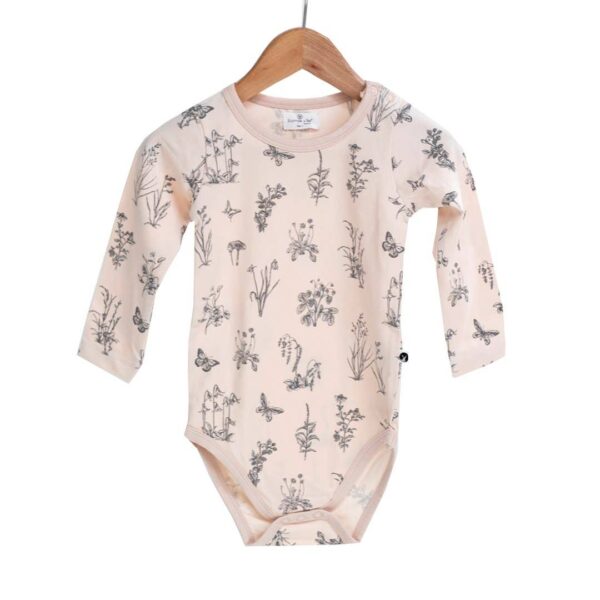 Essentials Long Sleeve Baby Onesie – Blush Meadow | Burrow & Be