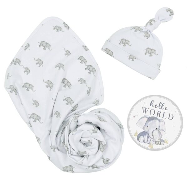 Hello World Gift Set – Watercolour Elephant | Living textiles