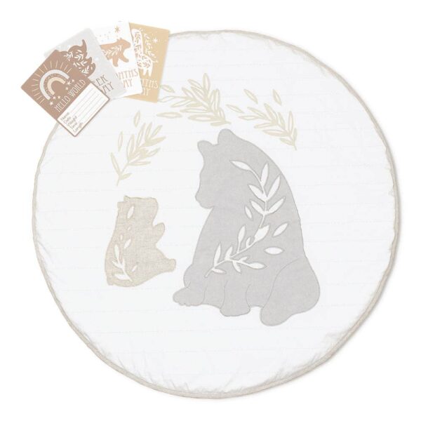 Play Mat with Milestone Cards – Bosco Bear | Living Textiles