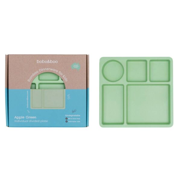 Apple Green – Bamboo Bento Divided Plate | Bobo&Boo