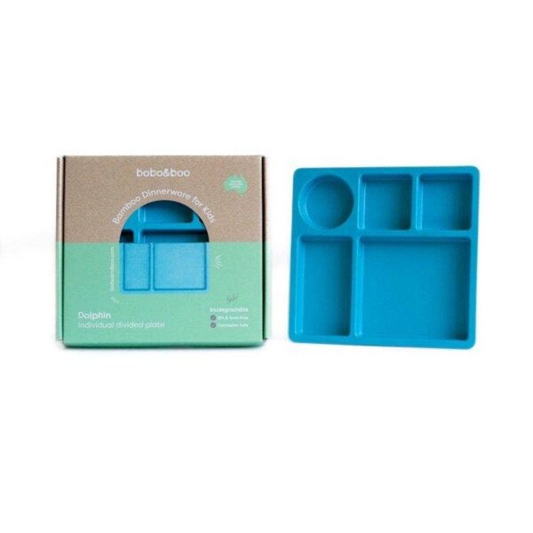 Bamboo Bento Divided Plate – Dolphin Blue | Bobo&Boo