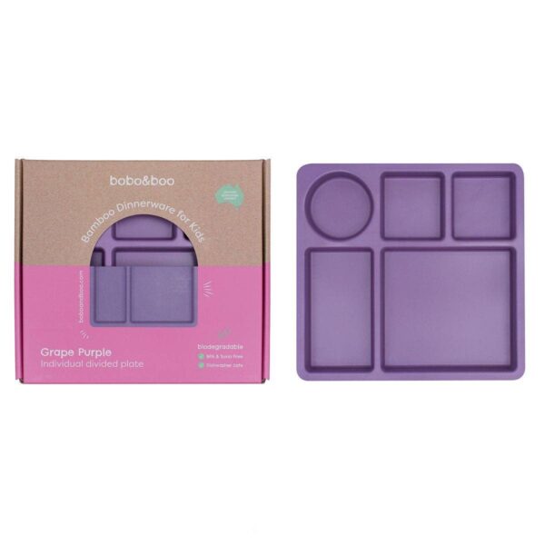 Bamboo Bento Divided Plate – Grape Purple | Bobo&Boo