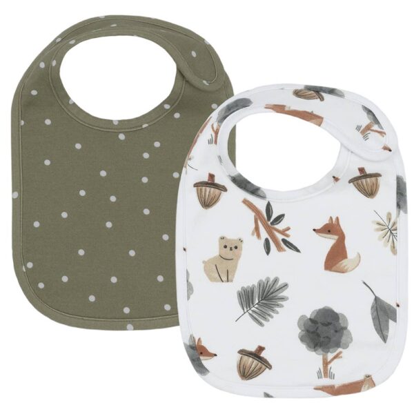 2pk Bibs – Forest Retreat/Olive Dots | Living Textiles