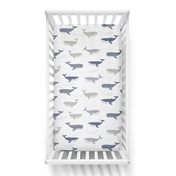 Cot Fitted Sheet – Whales | Living Textiles