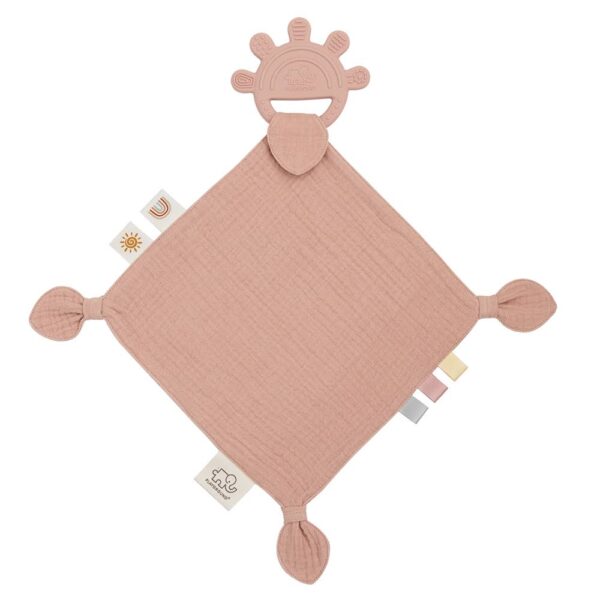 Silicone Muslin Comfort Teether – Rose (pink) | Living Textiles