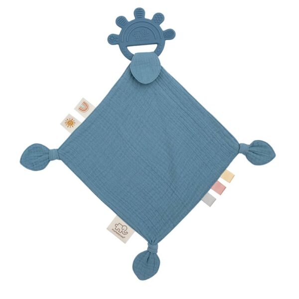 Silicone Muslin Comfort Teether – Steel Blue | Living Textiles