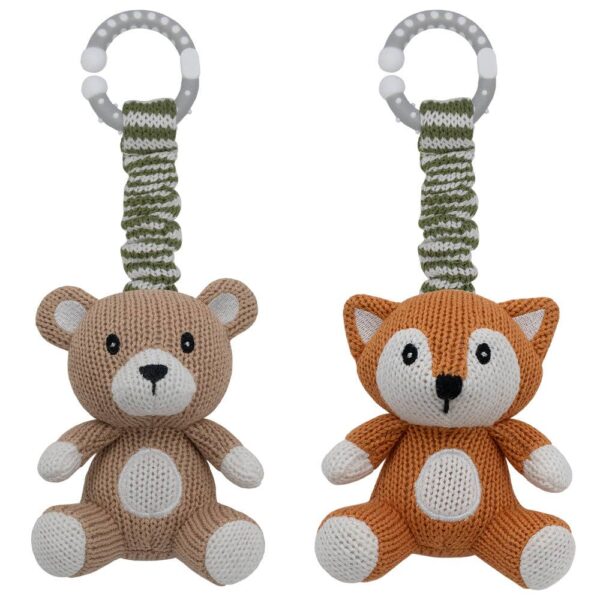 2pk Stroller Toy – Bear & Fox | Living Textiles