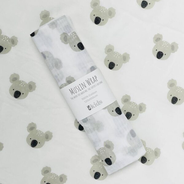 Muslin Wrap – Grey Koala | ES Kids