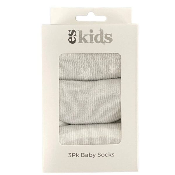 Baby Socks Boxed – 3Pk Grey Star | ES Kids