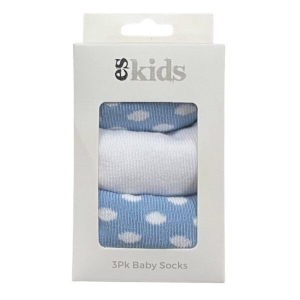 Baby Socks Boxed – 3Pk Blue Spot | ES Kids