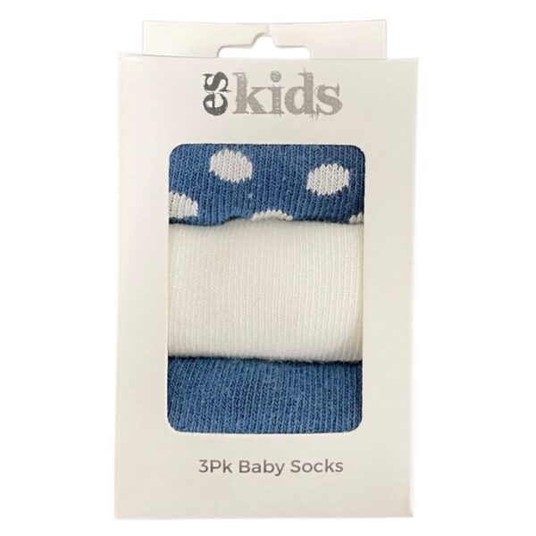 Baby Socks Boxed – 3Pk Navy Spot | ES Kids