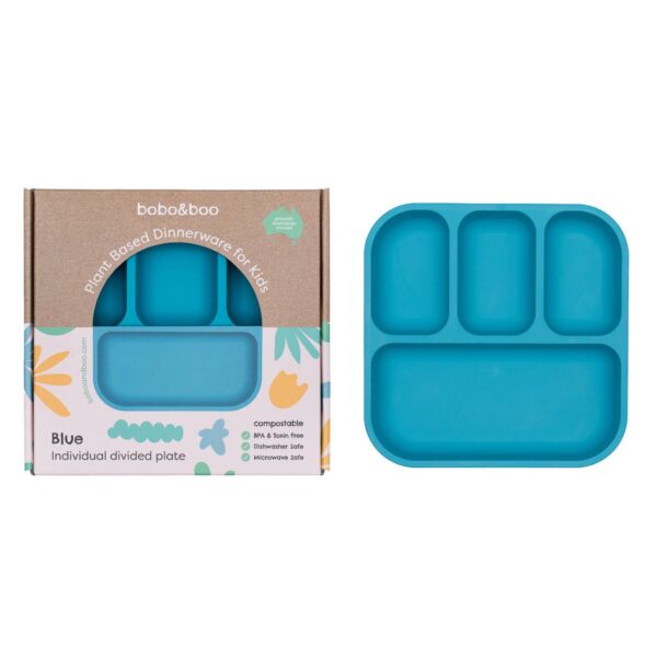 Bento-Style Divided Plates – Individual – Blue | Bobo&Boo