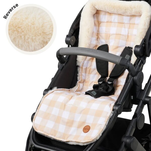 Cozy Fleece Pram Liner – Beige Gingham | Oioi