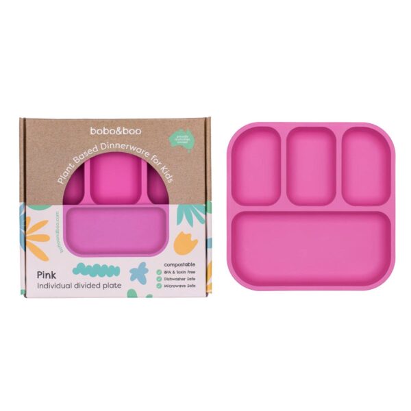 Bento-Style Divided Plates – Individual – Pink | Bobo&Boo