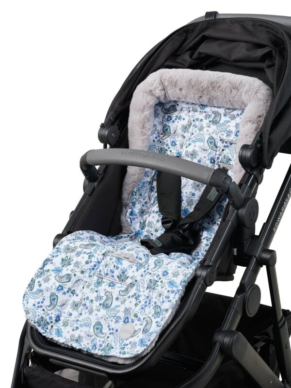 Cozy Fleece Pram Liner – Blue Paisley | Oioi