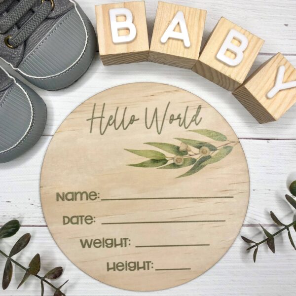 Birth Announcement Disc – Eucalyptus | Inspired Wholesale