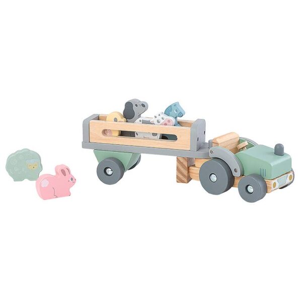 Wooden Tractor with Trailer and Animals | ToysLink