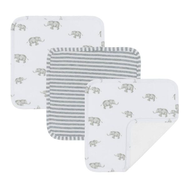 3pk Washcloths – Watercolour Elephant